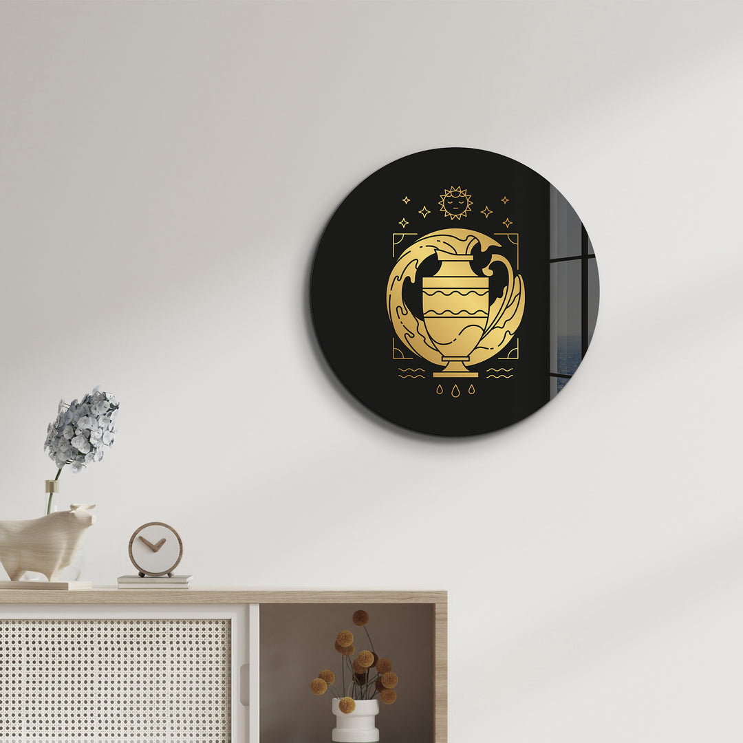 ・"Zodiac Signs - Aquarius"・Rounded Glass Wall Art