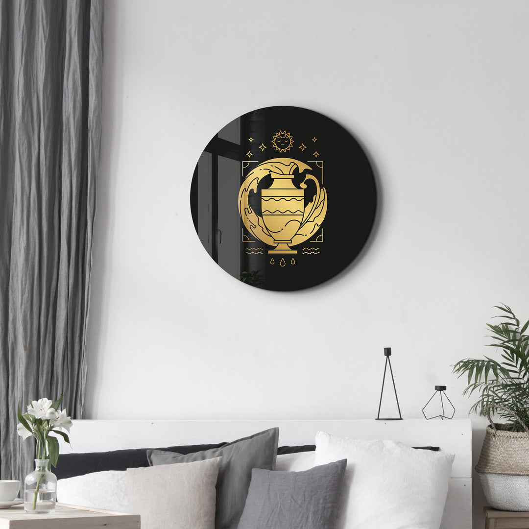 ・"Zodiac Signs - Aquarius"・Rounded Glass Wall Art