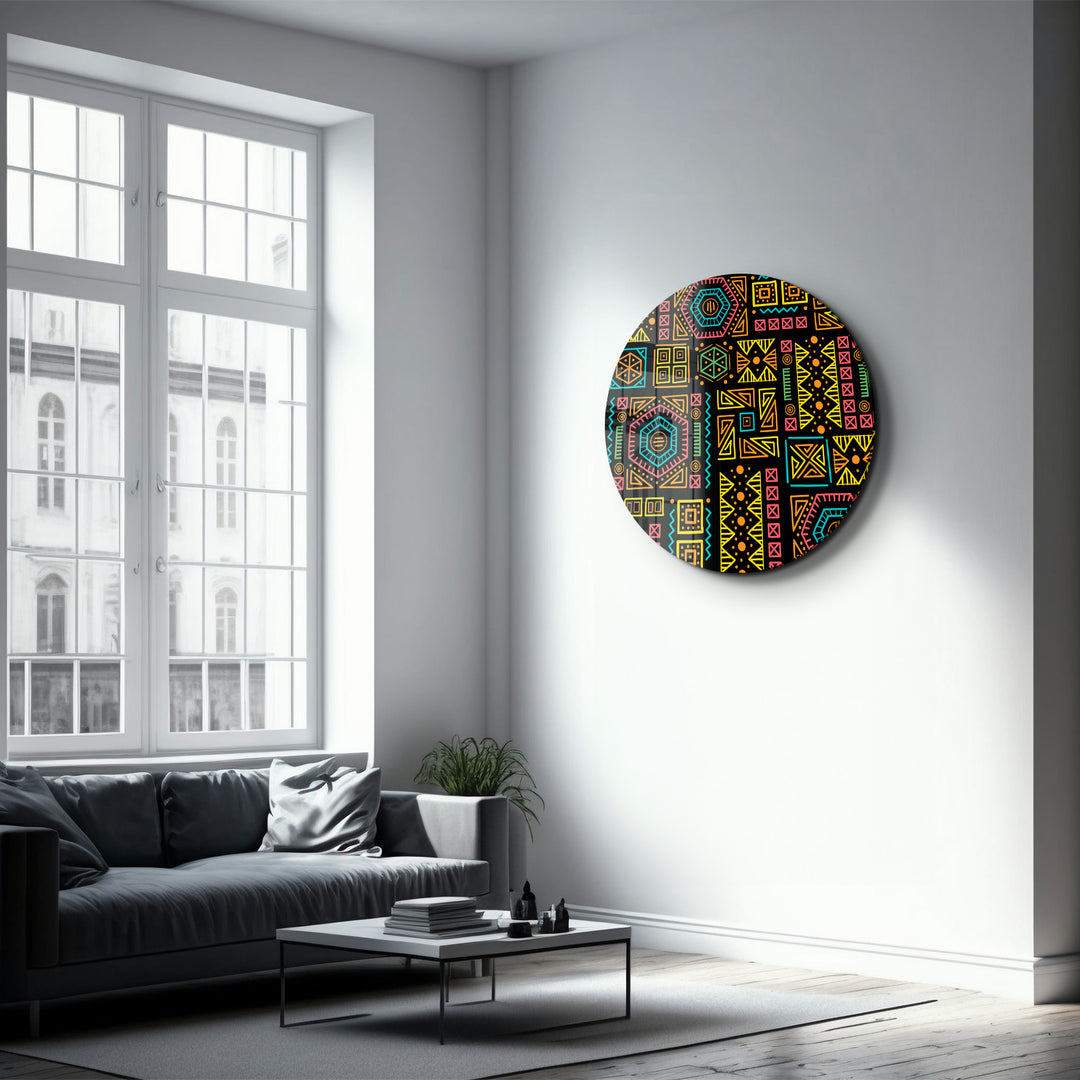 ・"Ethnica "・Rounded Glass Wall Art