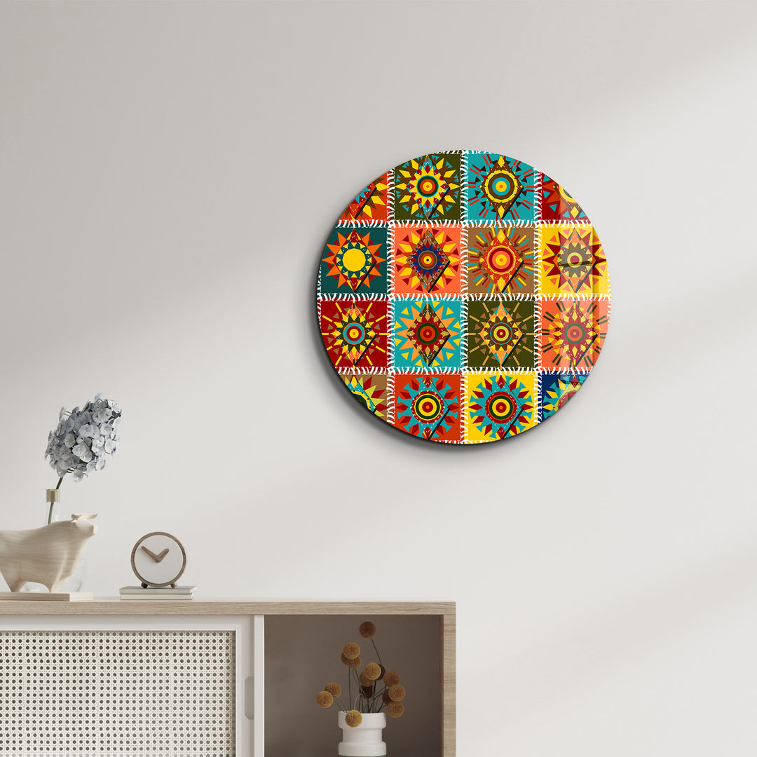 ・"Patchwork 2"・Rounded Glass Wall Art