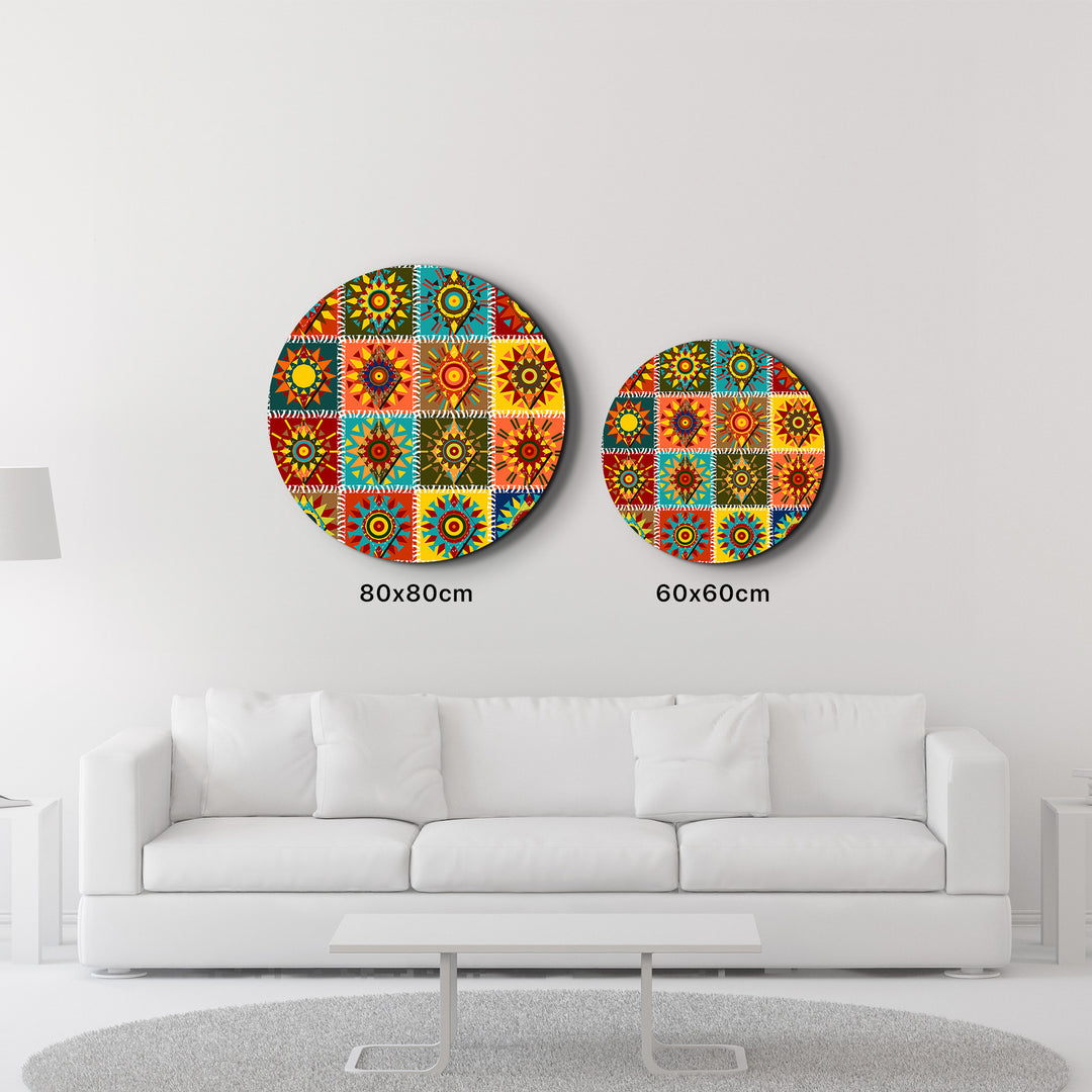 ・"Patchwork 2"・Rounded Glass Wall Art