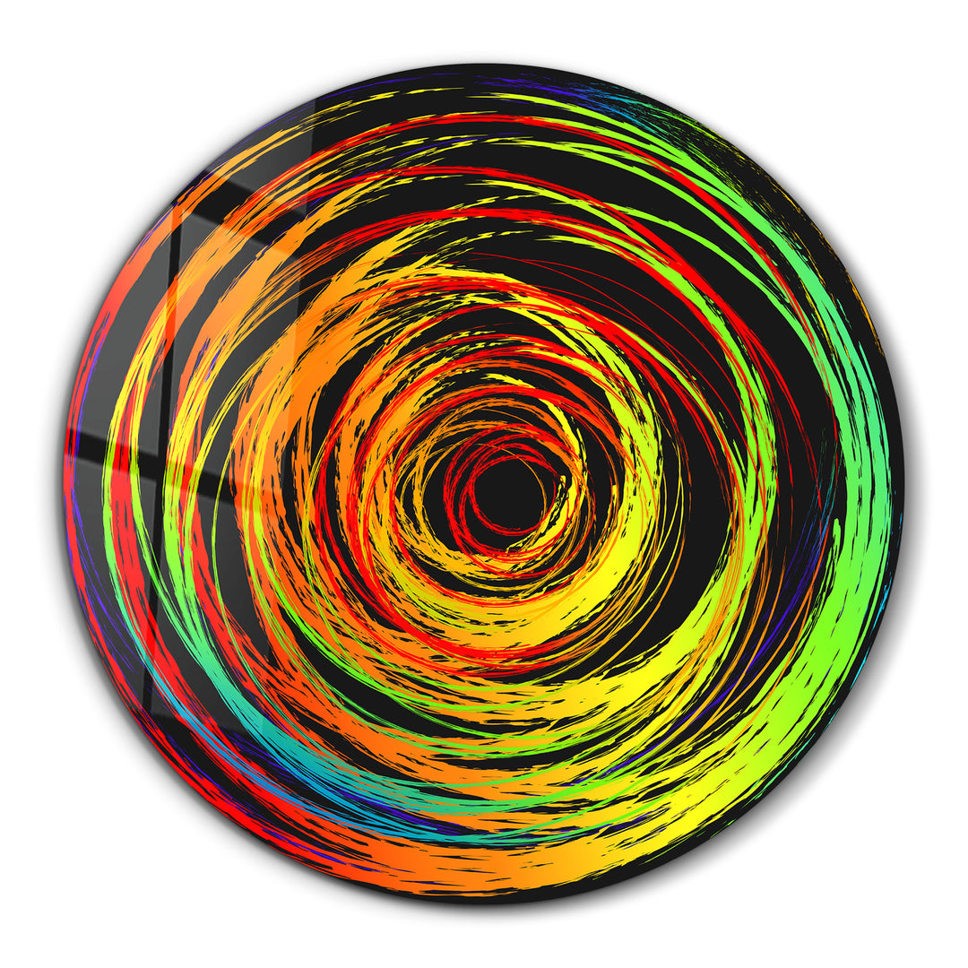 ・"Color Swirl"・Rounded Glass Wall Art