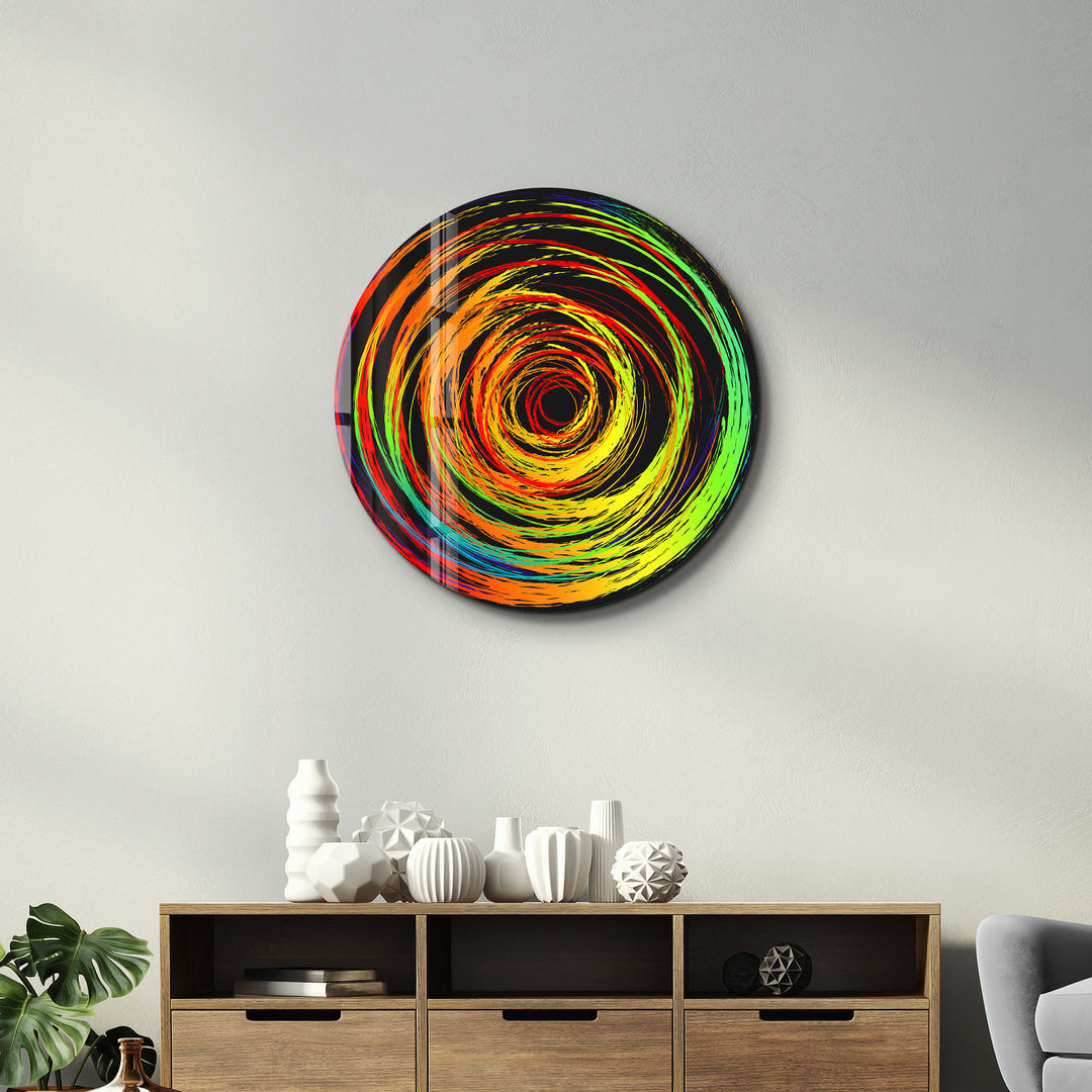 ・"Color Swirl"・Rounded Glass Wall Art