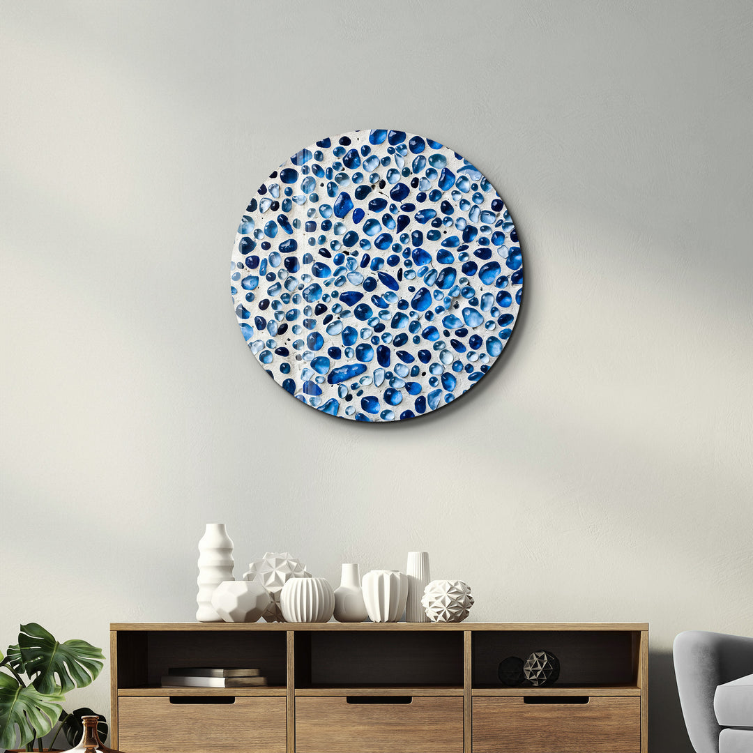 ・"Blue Terrazzo"・Rounded Glass Wall Art