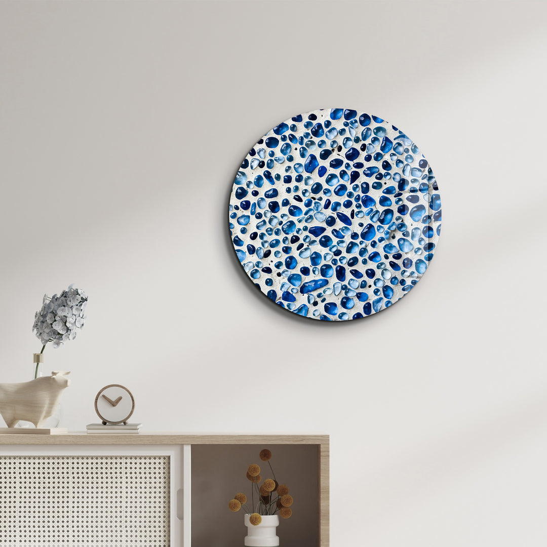 ・"Blue Terrazzo"・Rounded Glass Wall Art