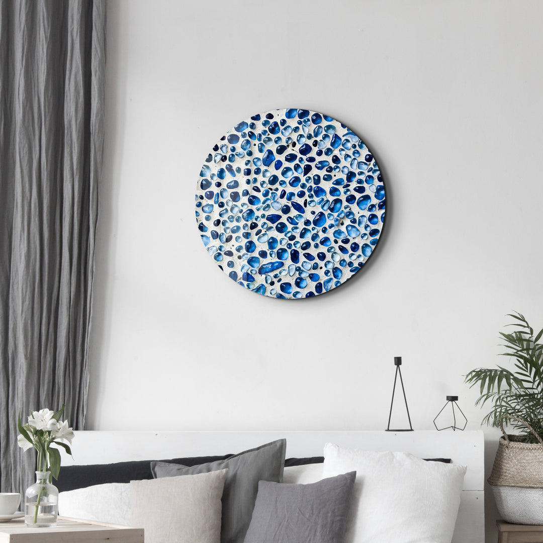 ・"Blue Terrazzo"・Rounded Glass Wall Art