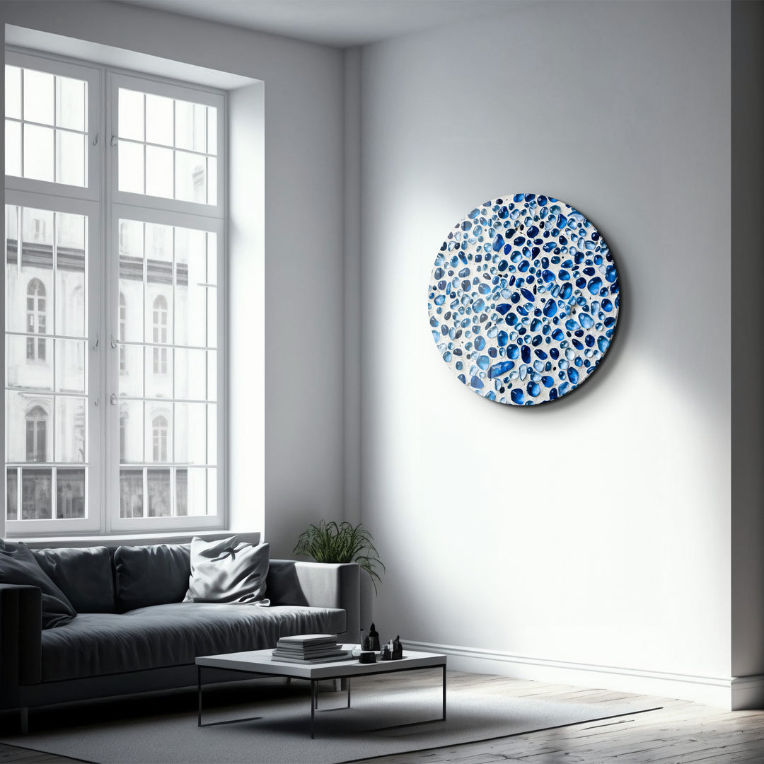 ・"Blue Terrazzo"・Rounded Glass Wall Art