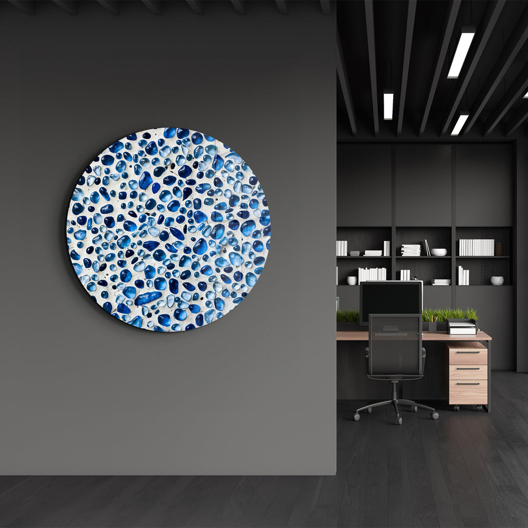 ・"Blue Terrazzo"・Rounded Glass Wall Art