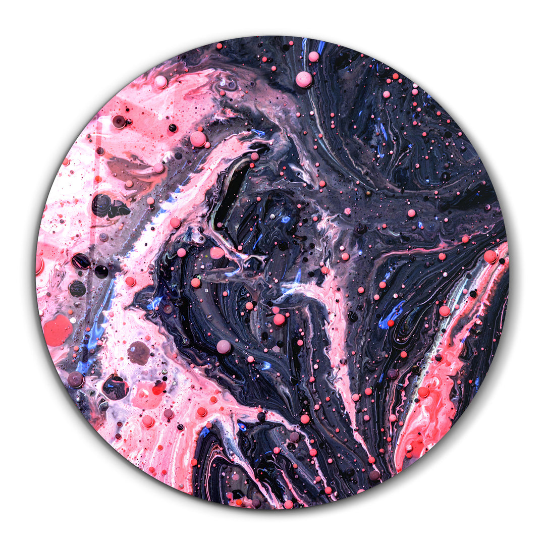 ・"Pink Marble Galaxy"・Rounded Glass Wall Art