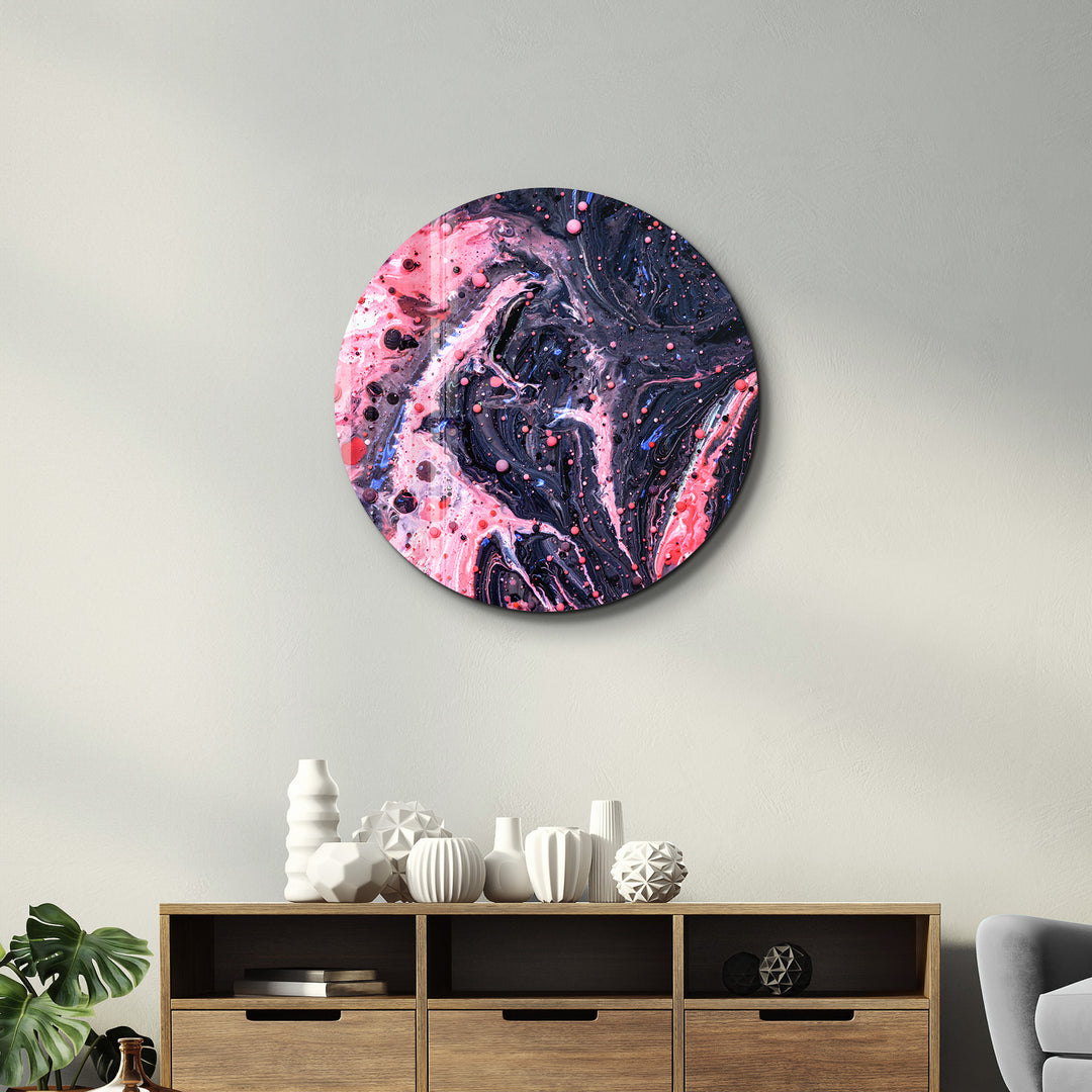 ・"Pink Marble Galaxy"・Rounded Glass Wall Art