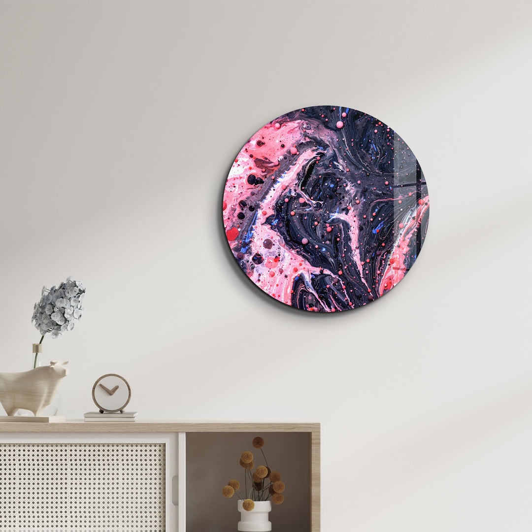 ・"Pink Marble Galaxy"・Rounded Glass Wall Art