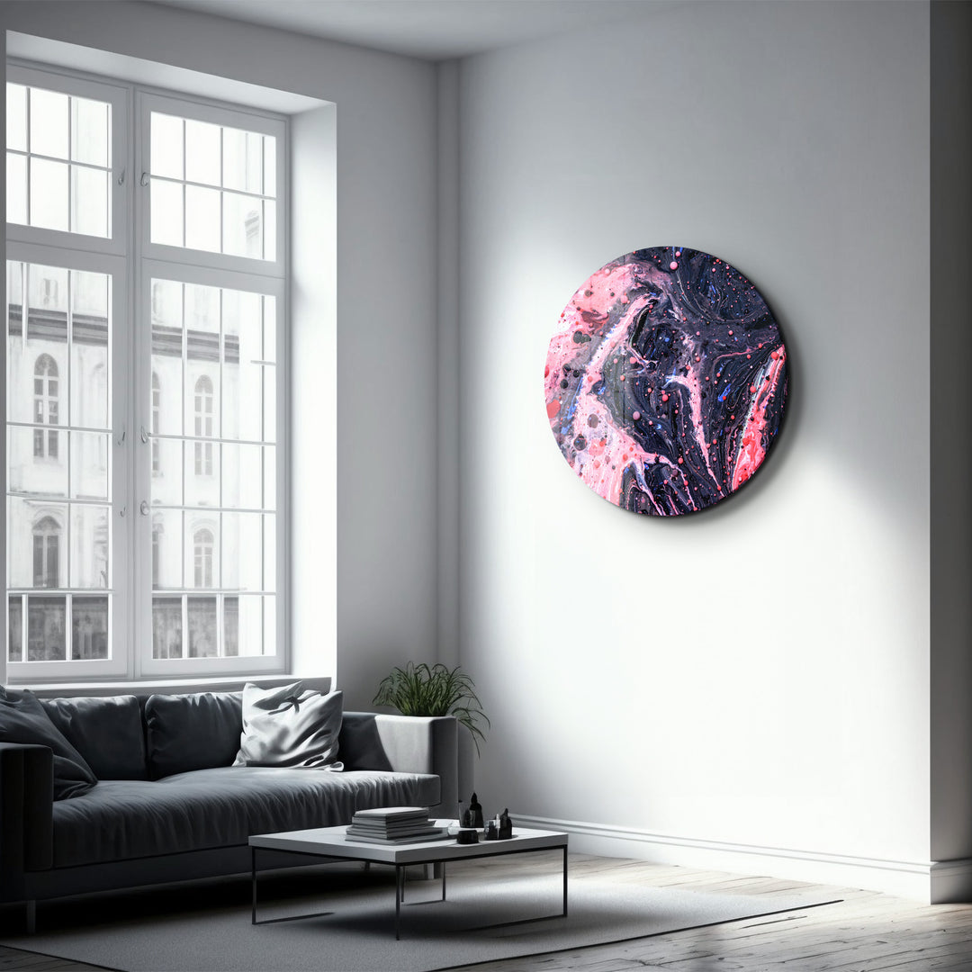 ・"Pink Marble Galaxy"・Rounded Glass Wall Art