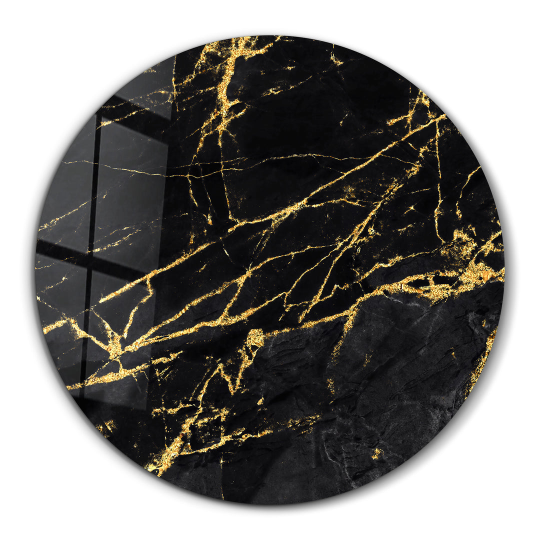 ・"Black Marble"・Rounded Glass Wall Art