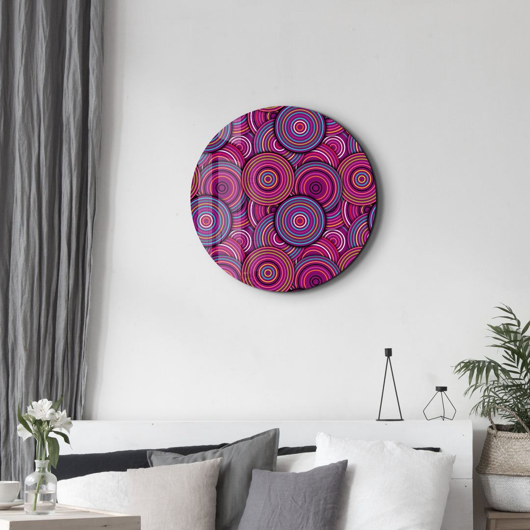 ・"Purple Dream"・Rounded Glass Wall Art