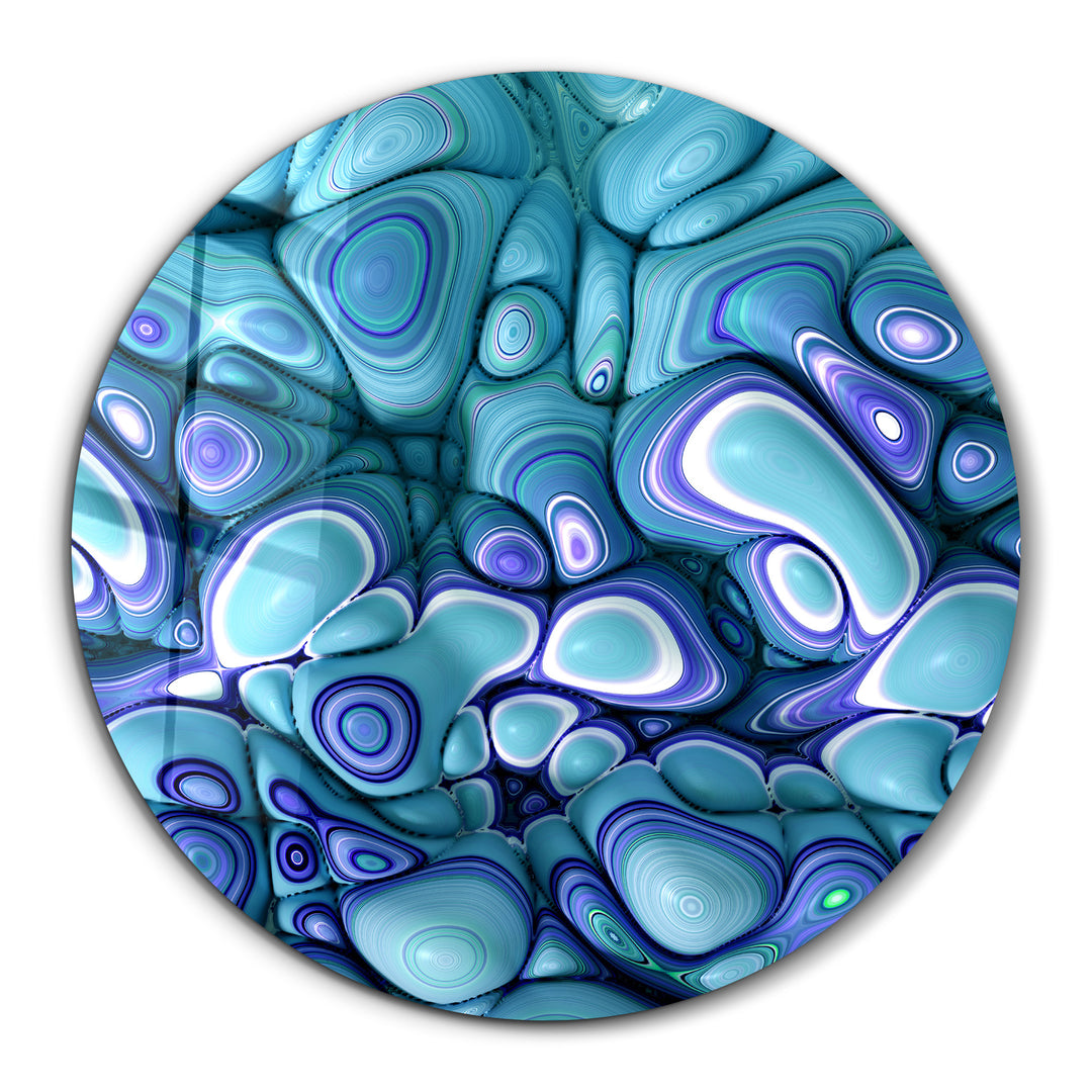 ・"Turquoise Abstract"・Rounded Glass Wall Art