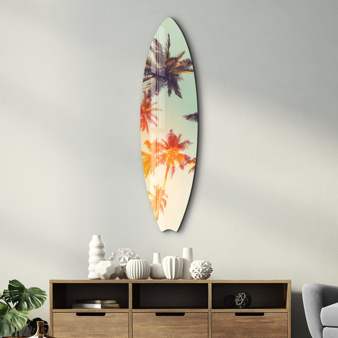 Paradise Palms | Surfboard Glass Wall Art