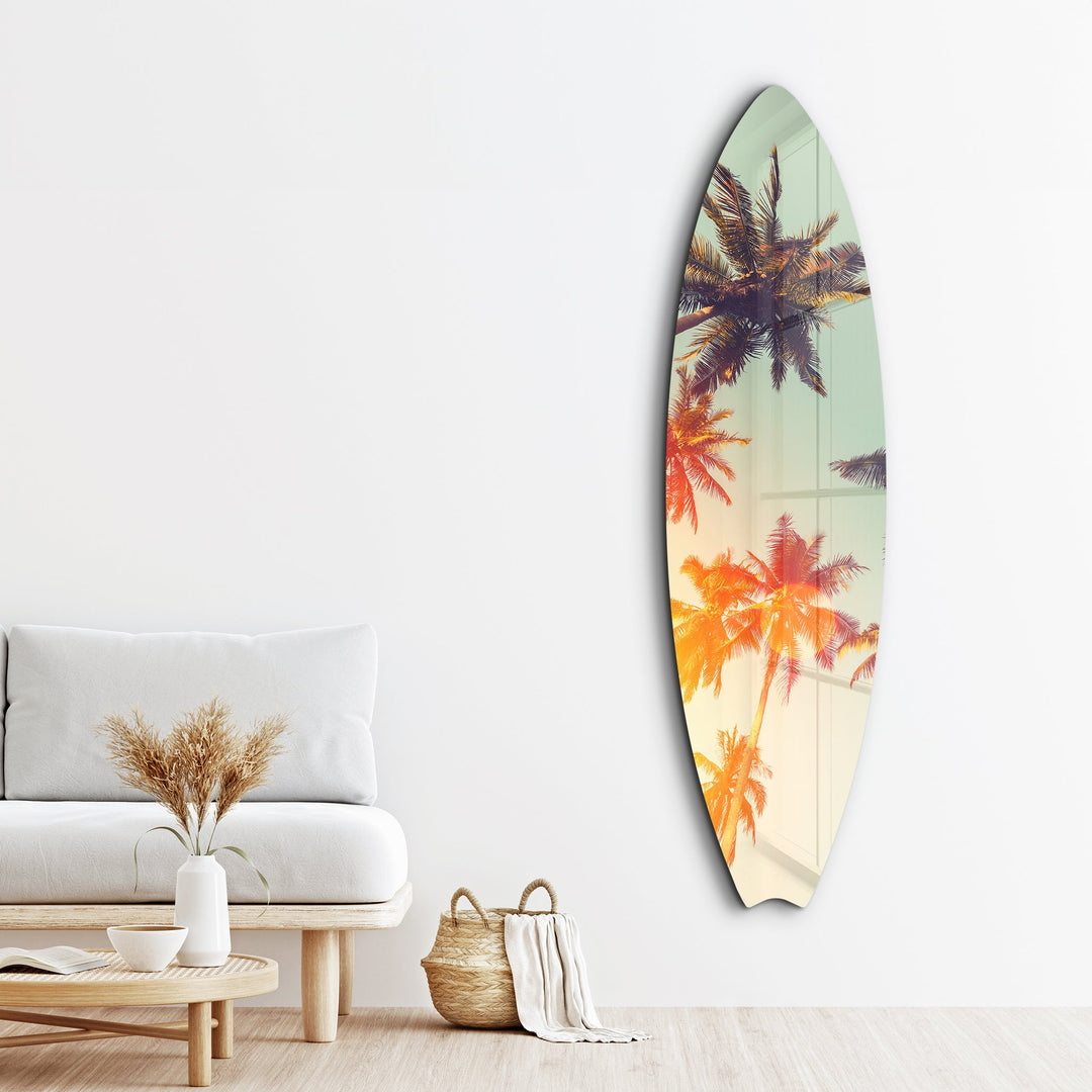 Paradise Palms | Surfboard Glass Wall Art