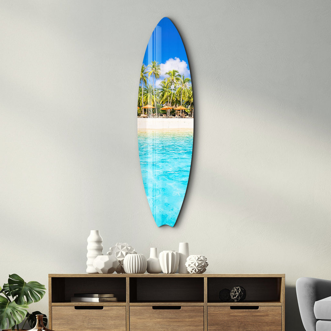 Island Escape | Surfboard Glass Wall Art