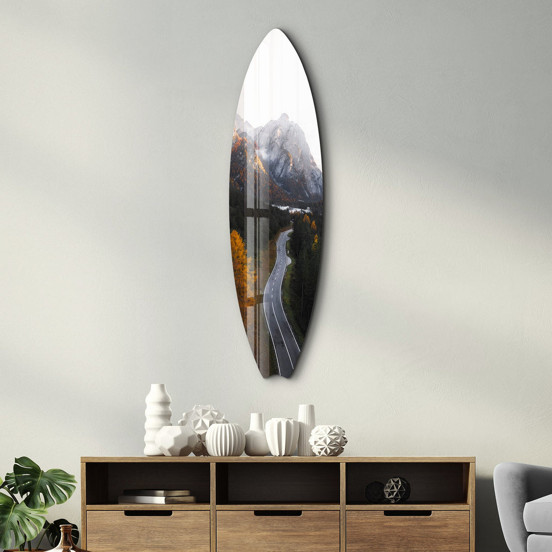 Mountain Road | Surfboard Glass Wall Art