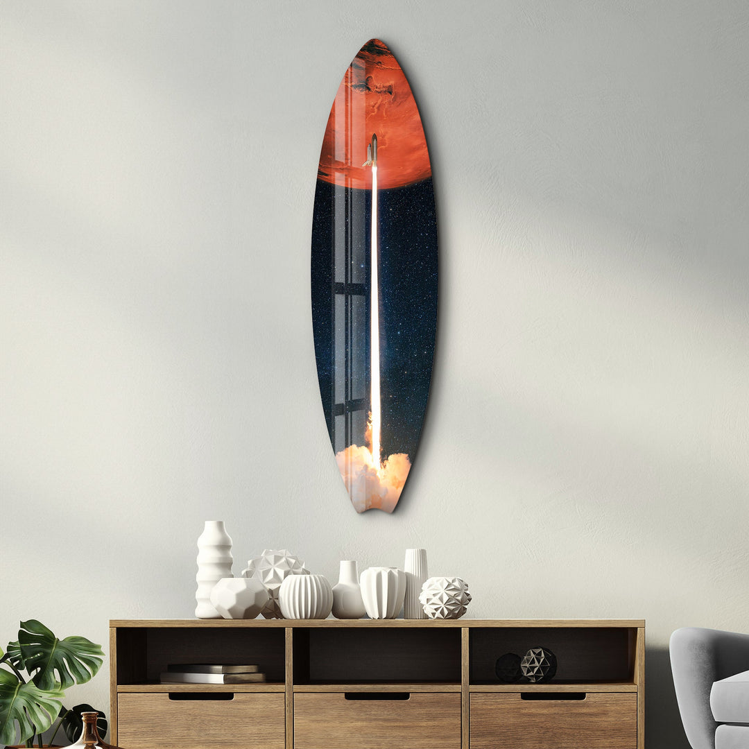 Cosmic Launch | Surfboard Glass Wall Art