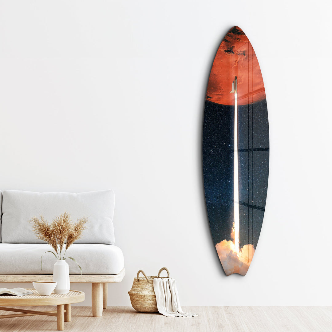 Cosmic Launch | Surfboard Glass Wall Art