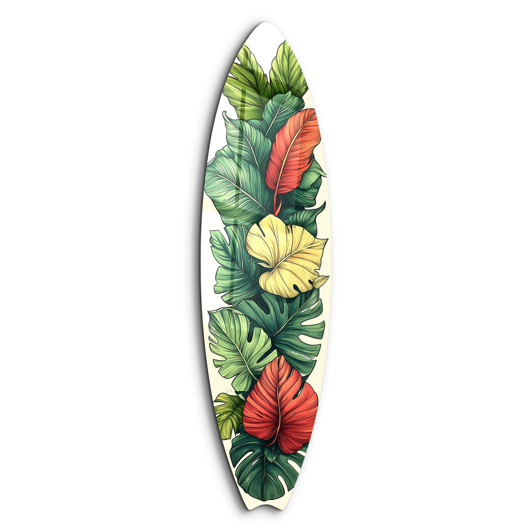 Tropical Bloom | Surfboard Glass Wall Art