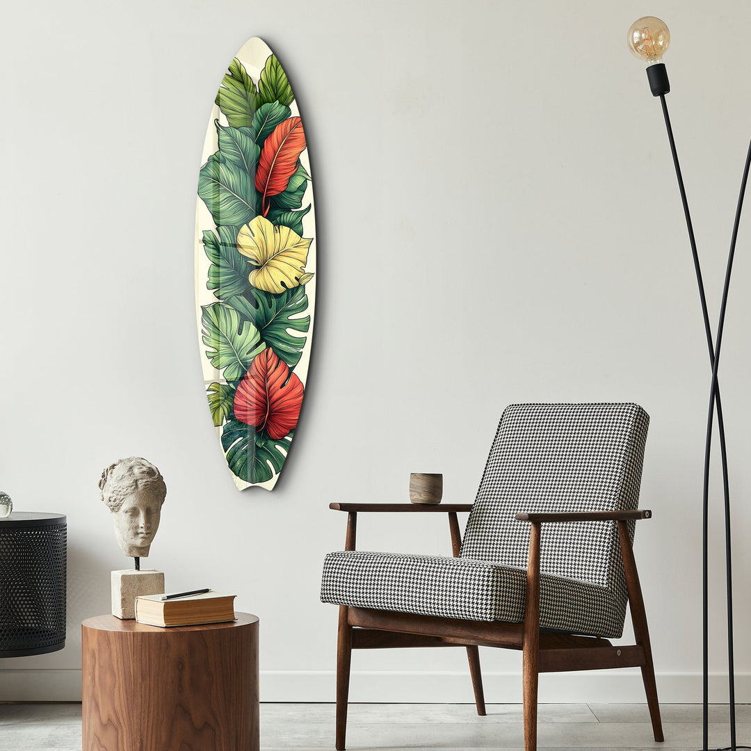 Tropical Bloom | Surfboard Glass Wall Art