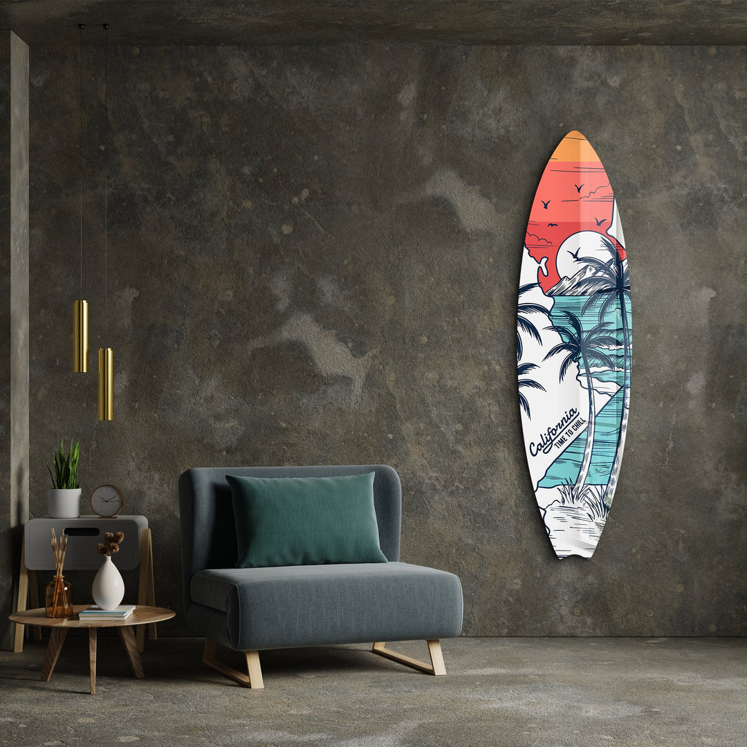 California Dreamin' | Surfboard Glass Wall Art