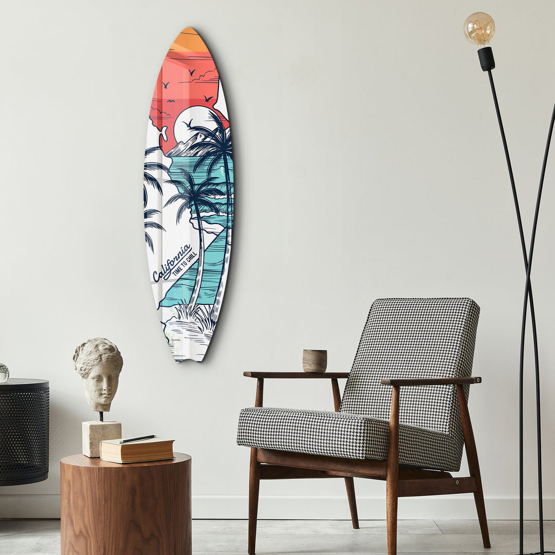 California Dreamin' | Surfboard Glass Wall Art