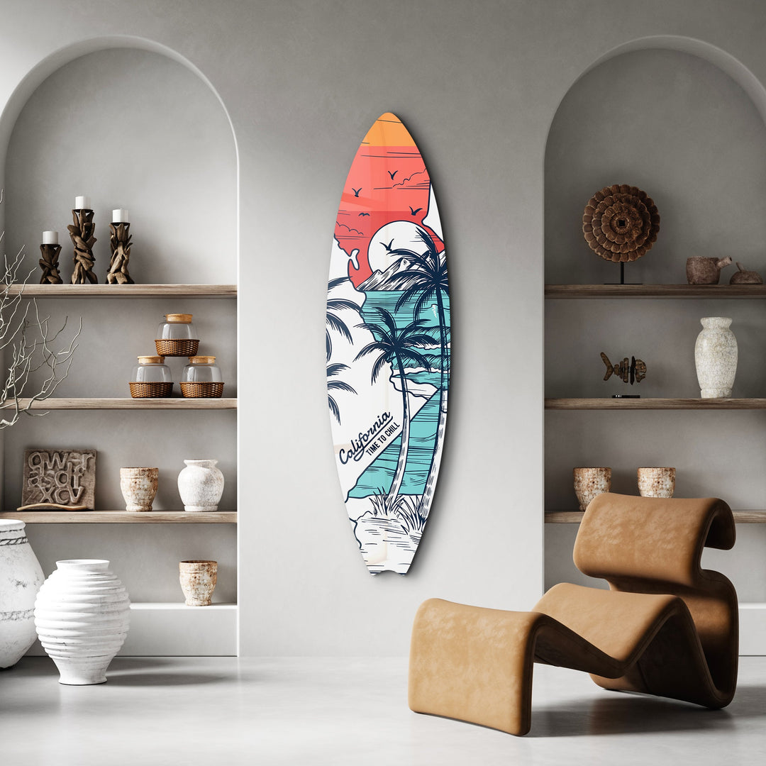 California Dreamin' | Surfboard Glass Wall Art