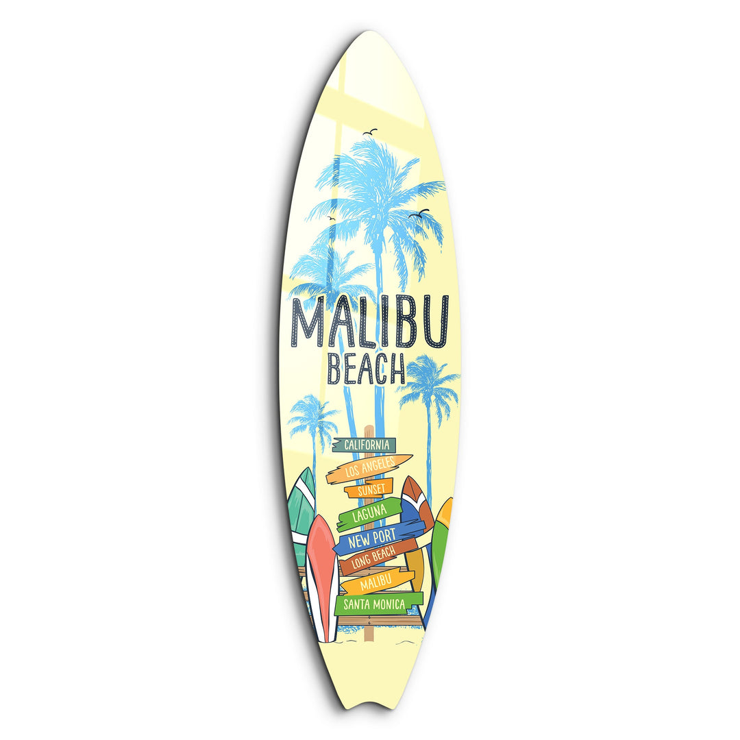 Malibu Vibes | Surfboard Glass Wall Art