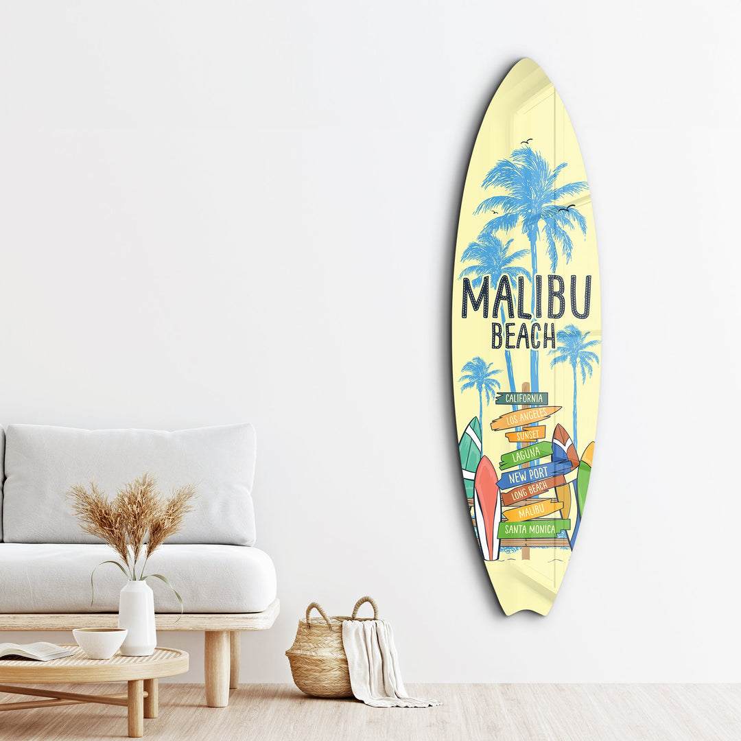 Malibu Vibes | Surfboard Glass Wall Art