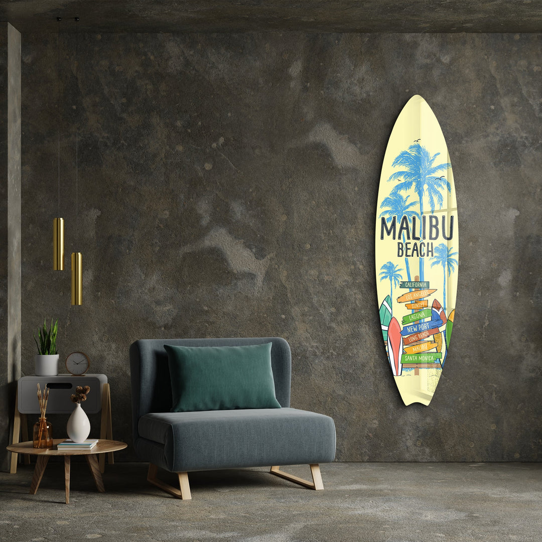 Malibu Vibes | Surfboard Glass Wall Art