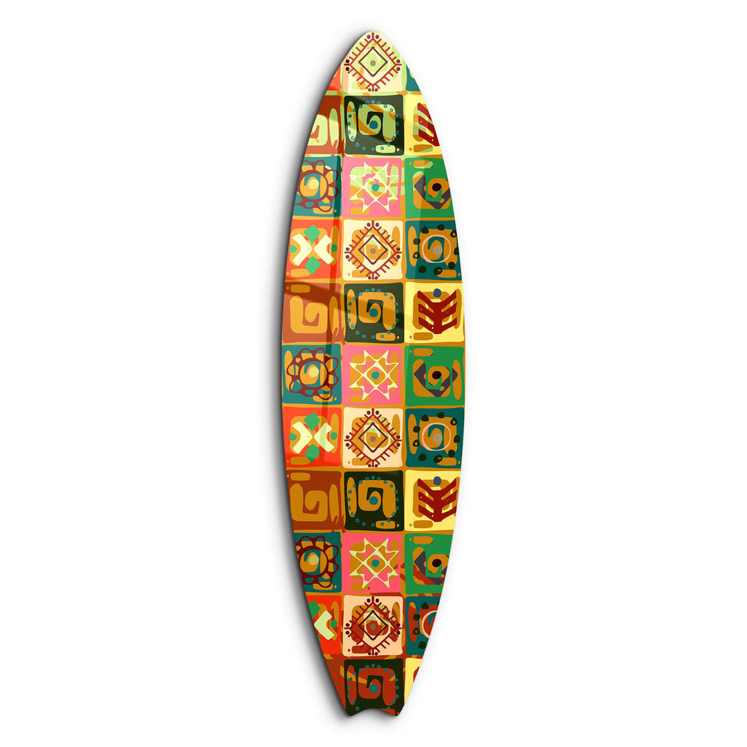 Tribal Tides | Surfboard Glass Wall Art