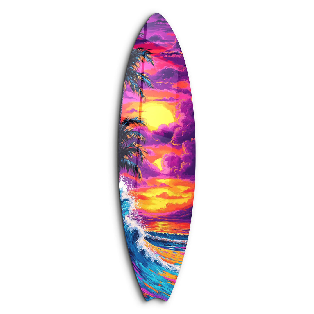 Tropical Twilight Painting | Surfboard Glass Wall Art