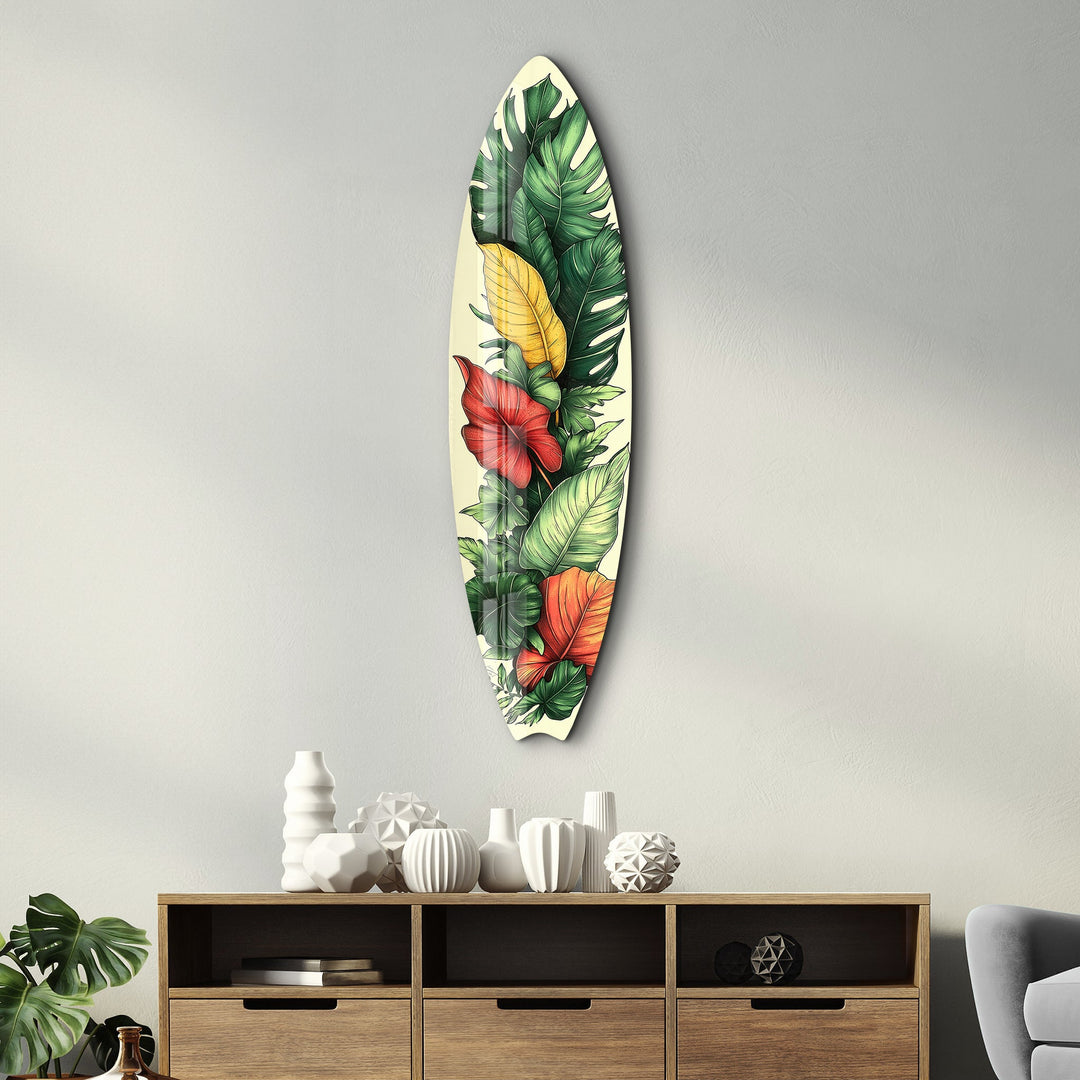 Tropical Bloom 2 | Surfboard Glass Wall Art