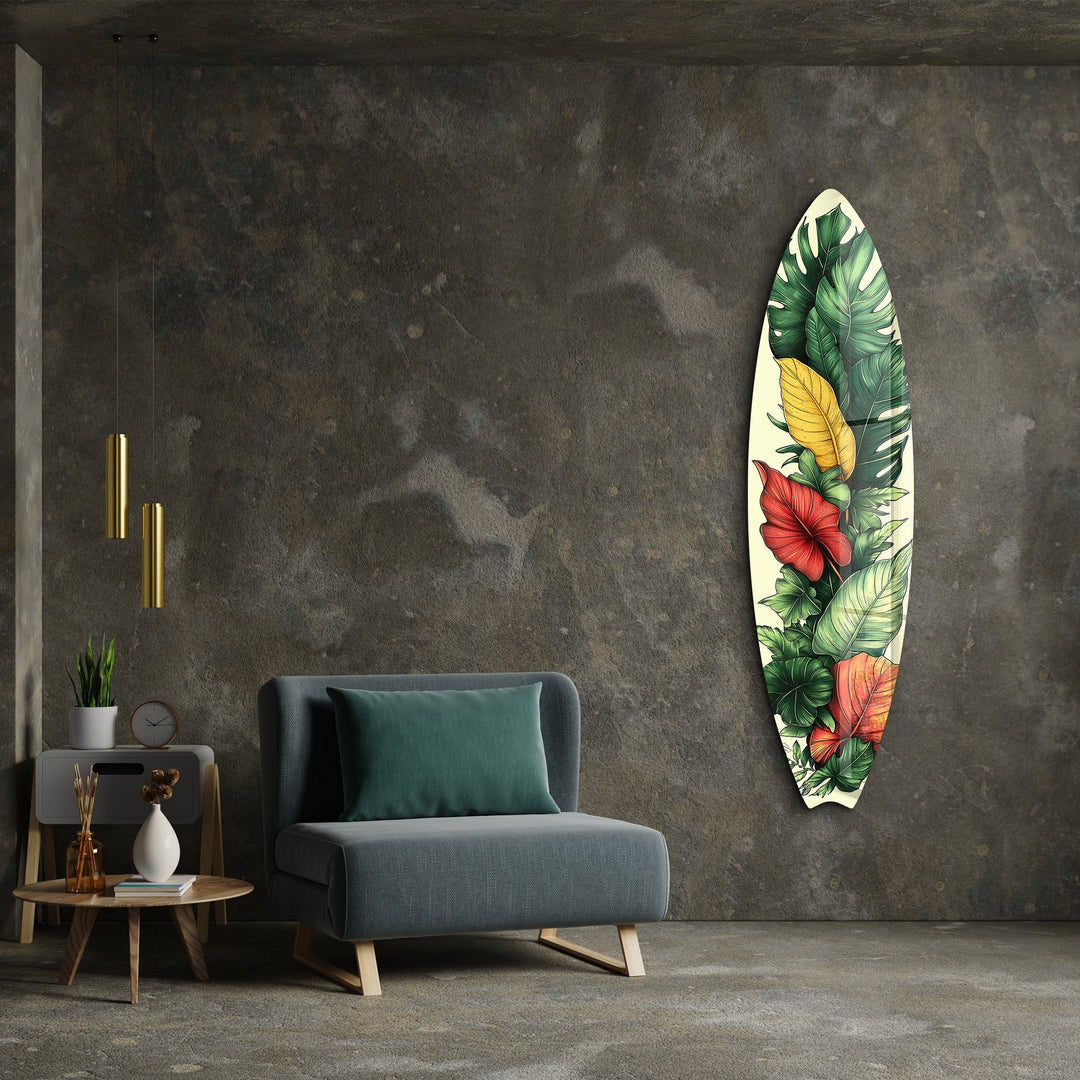 Tropical Bloom 2 | Surfboard Glass Wall Art