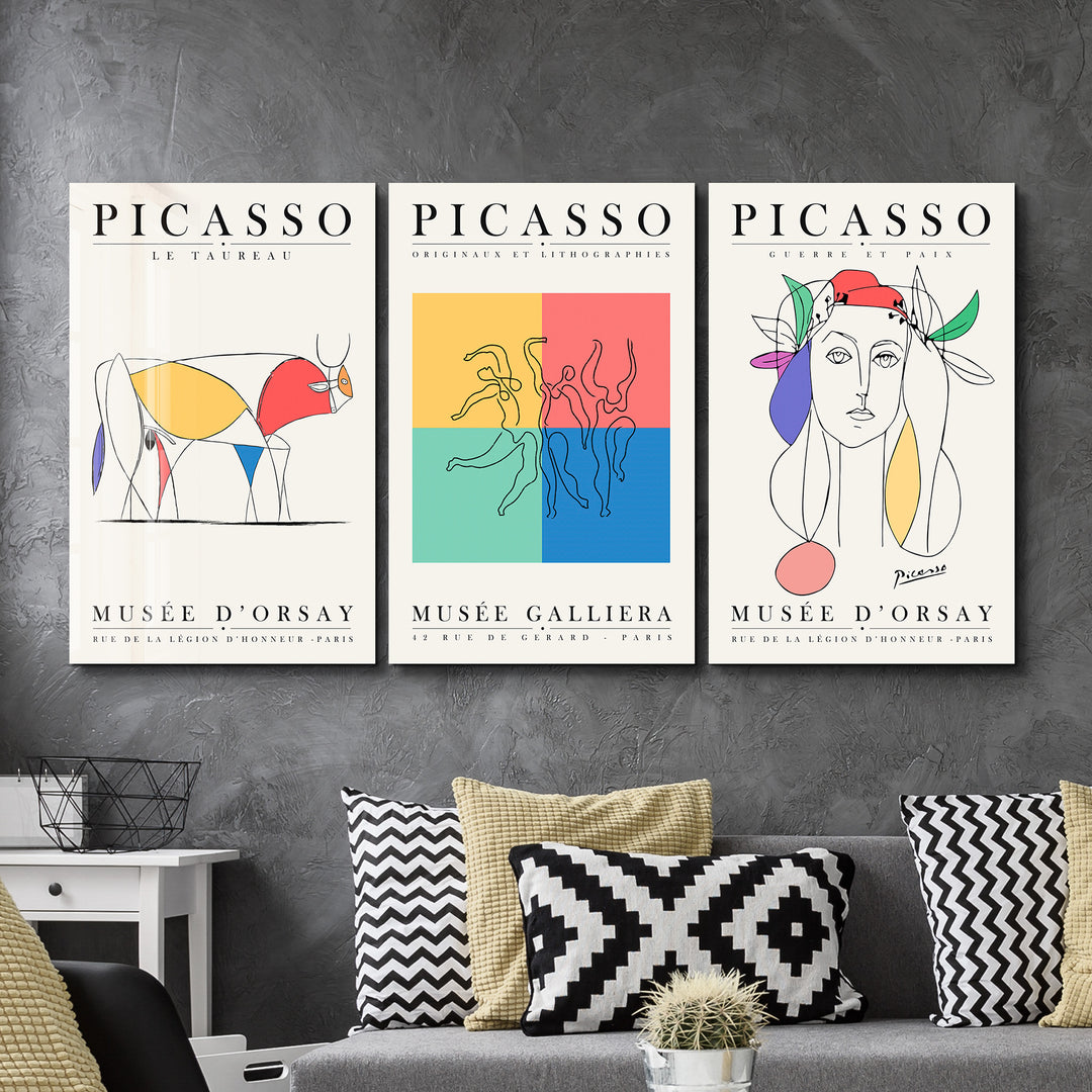 Picasso Trio - Mega Size Glass Wall Art