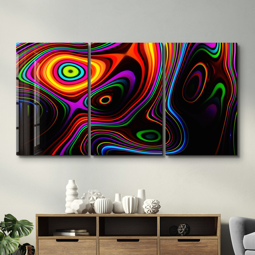 ・"Twisted Rainbow - Trio"・Glass Wall Art