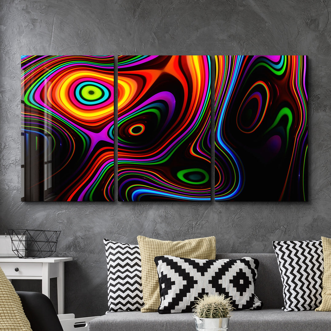 ・"Twisted Rainbow - Trio"・Glass Wall Art