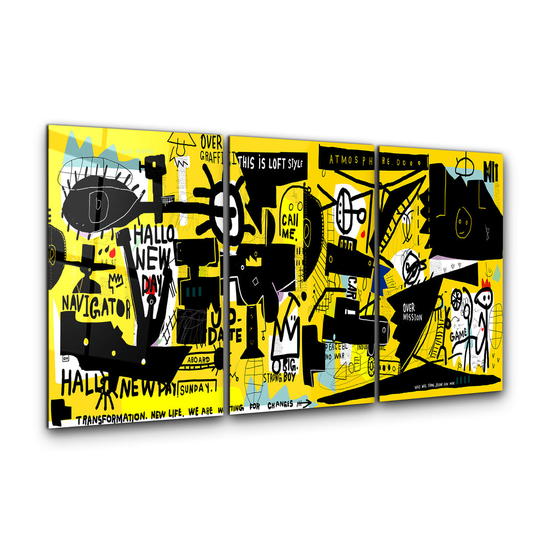 ・"Graffiti Wall - Trio"・Glass Wall Art