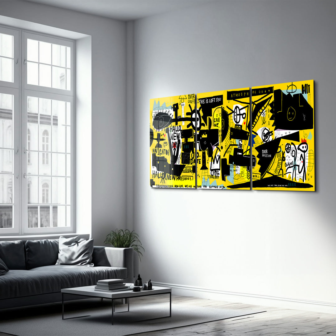 ・"Graffiti Wall - Trio"・Glass Wall Art