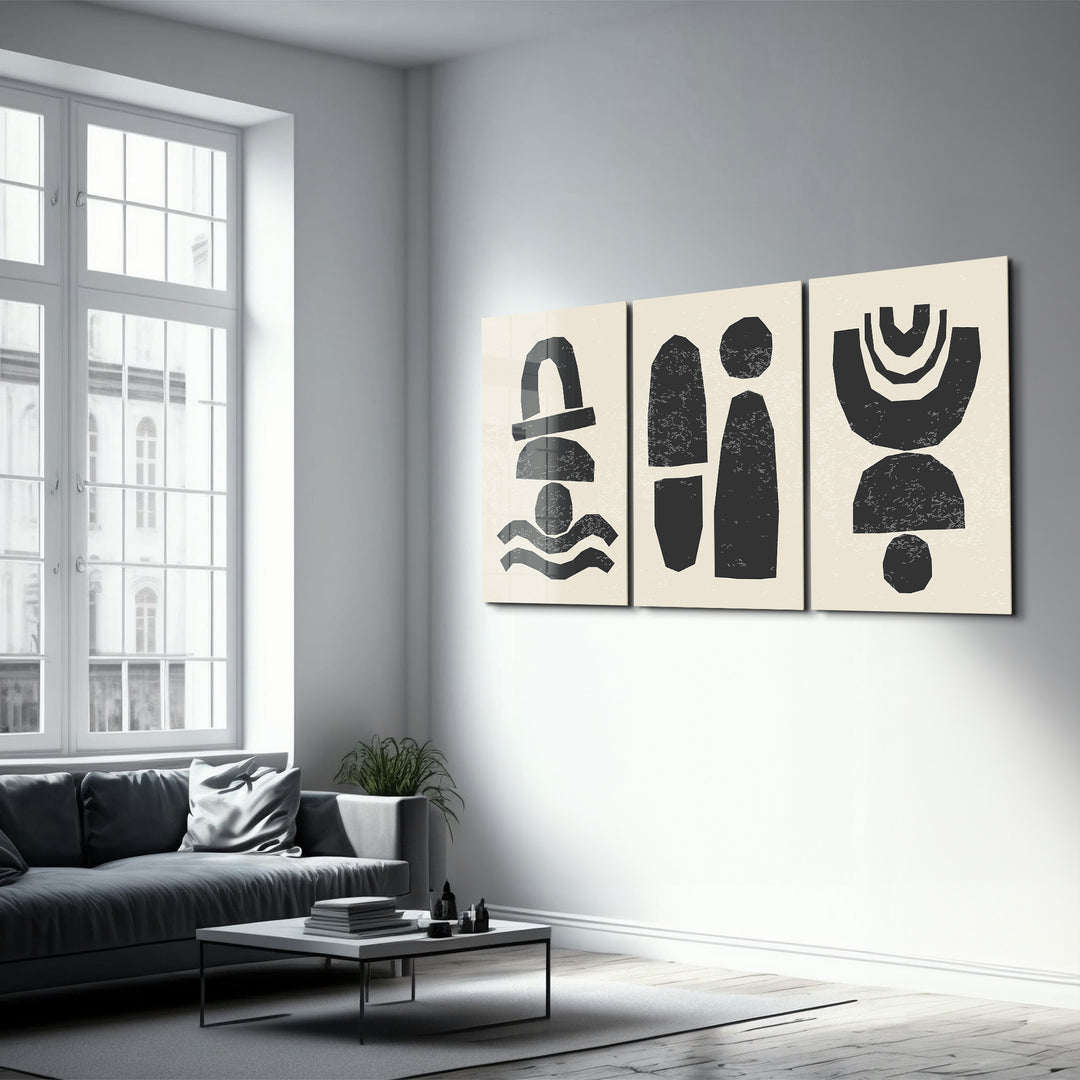 ・"Black Signs - Trio"・Glass Wall Art