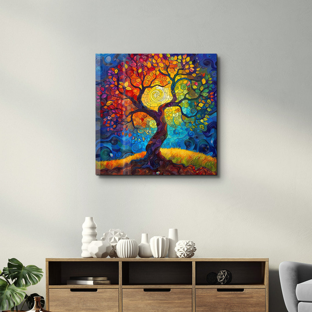 Tree of Life Mosaic Style | Glass Wall Art