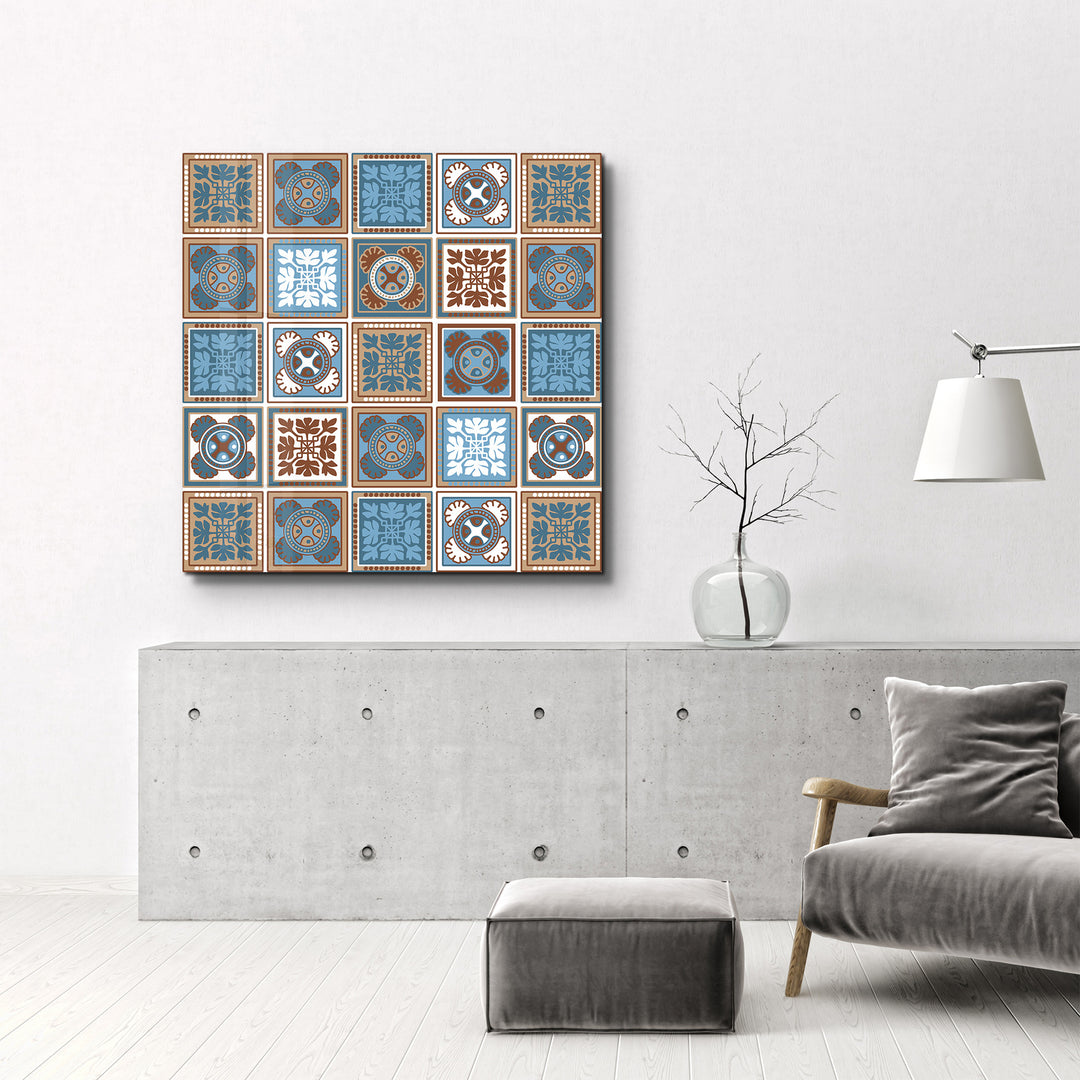 Blue-Light Brown Italian Ceramic Tiles Collection | Glass Wall Art