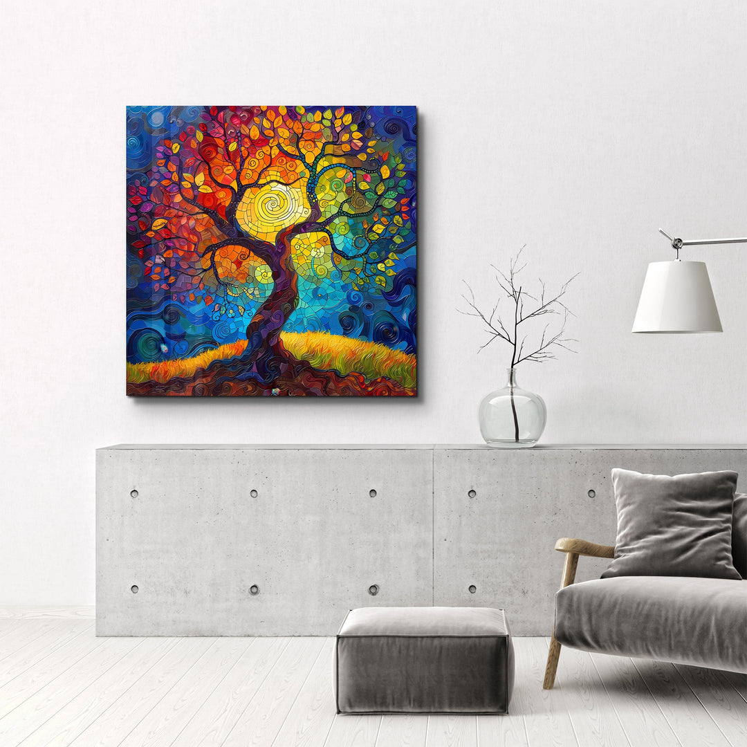 Tree of Life Mosaic Style | Glass Wall Art