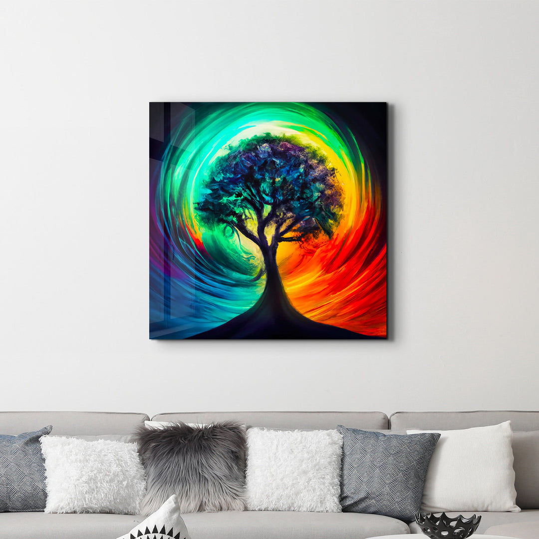 Tree of Life Oil Paint | Glass Wall Art