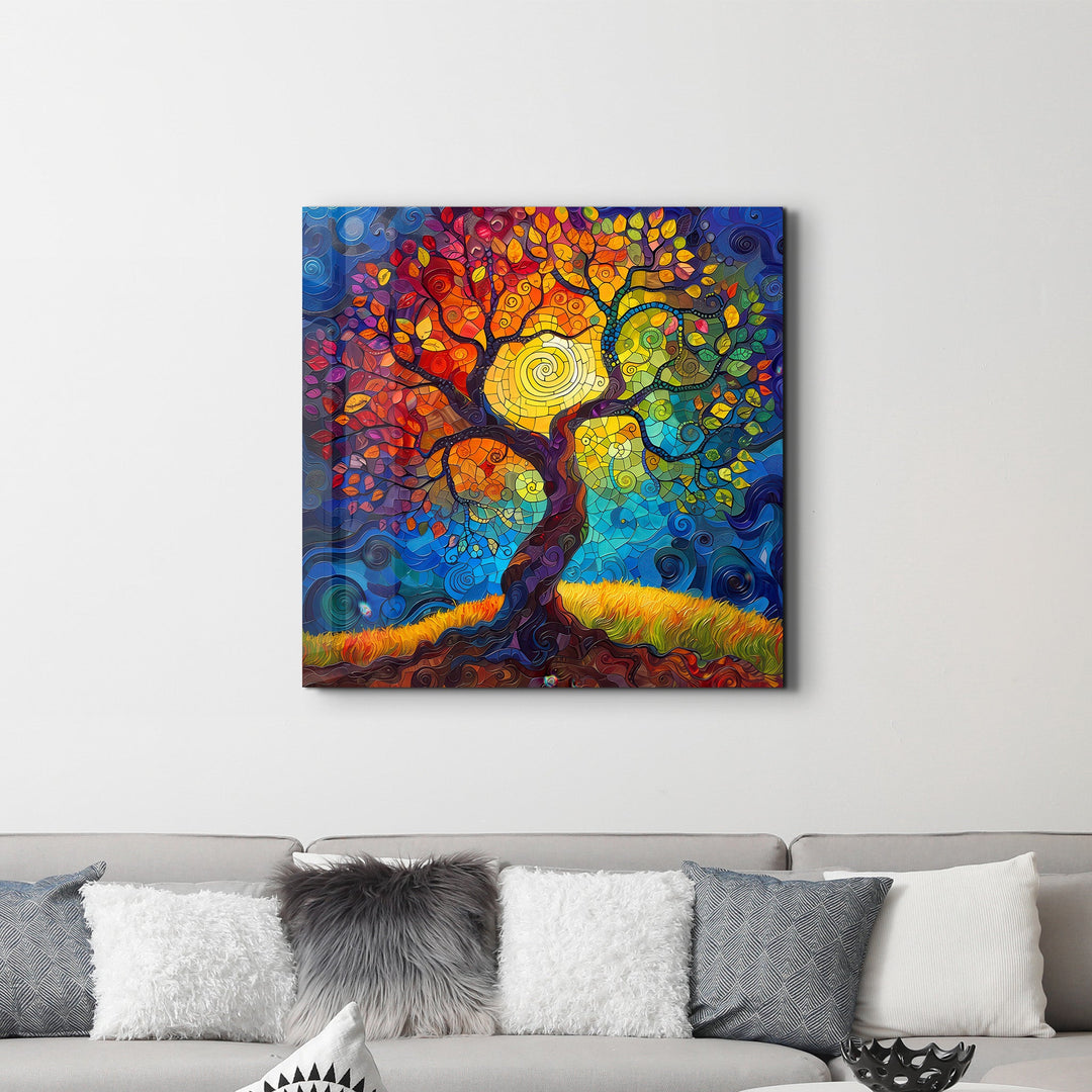 Tree of Life Mosaic Style | Glass Wall Art