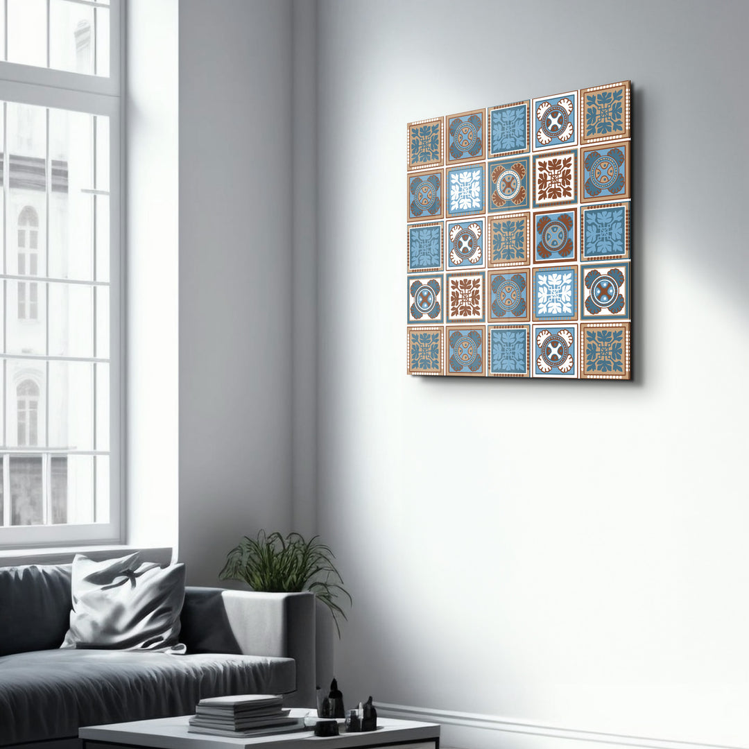 Blue-Light Brown Italian Ceramic Tiles Collection | Glass Wall Art