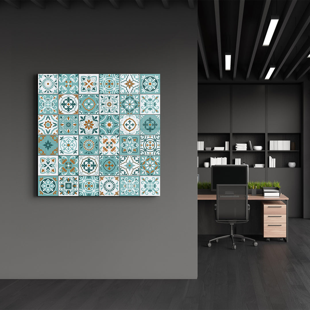 Turquoise Italian Ceramic Tiles Collection | Glass Wall Art